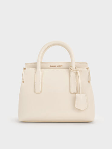 Rene Structured Top Handle Bag, Cream, hi-res