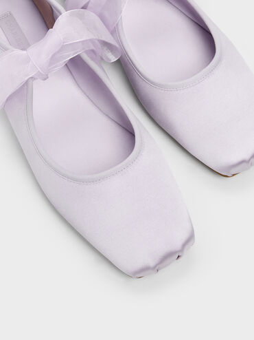 Camila Satin Mary Jane Flats, Lilac, hi-res