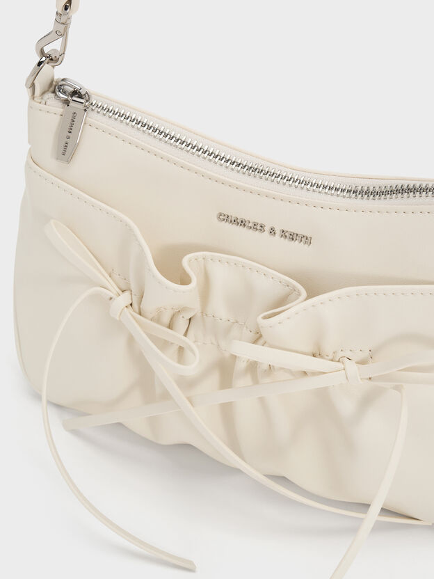 Mini Reese Ruched Bow Shoulder Bag, Cream, hi-res