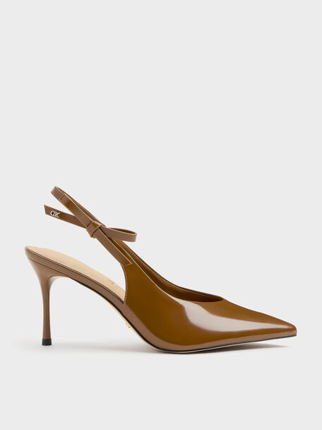 Anastasia Leather Slingback Pumps, Brown, hi-res