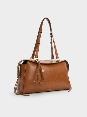 Haylen Braided-Charm Shoulder Bag, Distressed Tan, hi-res