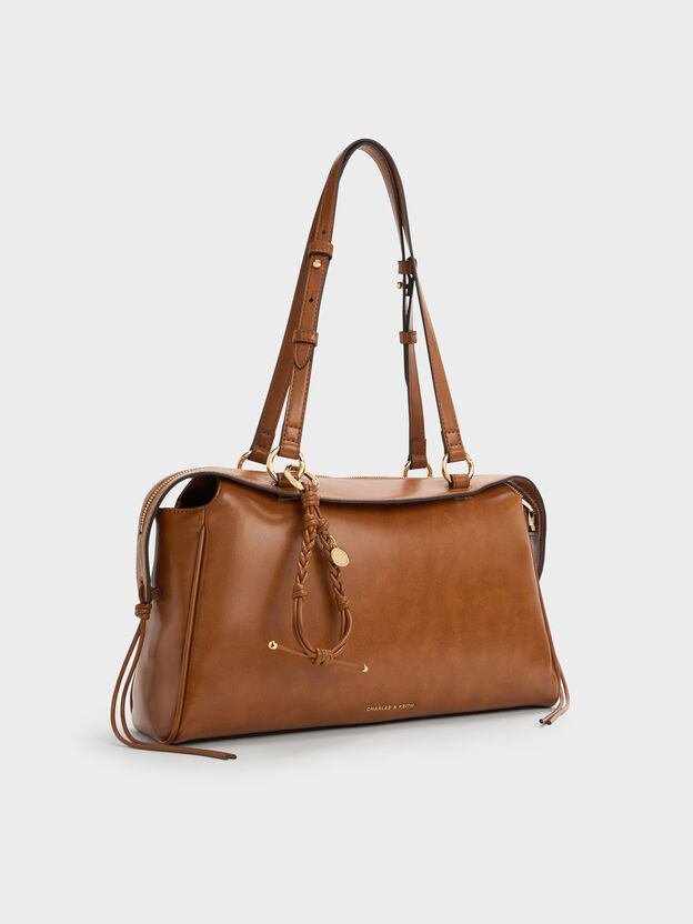Haylen Braided-Charm Tote Bag, Distressed Tan, hi-res