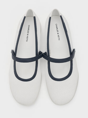 Mesh Contrast-Trim Mary Jane Sneakers, Dark Blue, hi-res