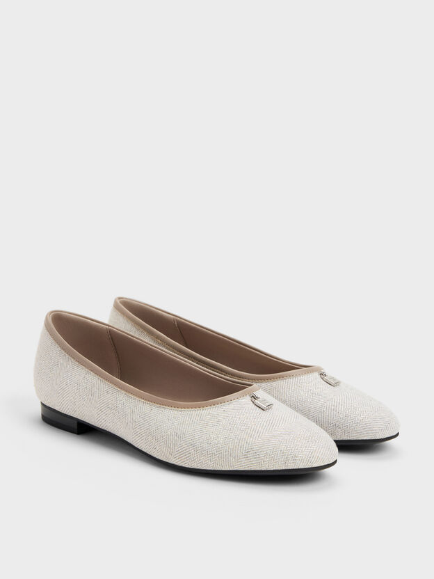 Griselda Two-Tone Ballet Flats, Light Grey, hi-res