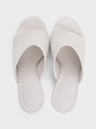 Wide-Strap Sculptural-Heel Wedges, White, hi-res
