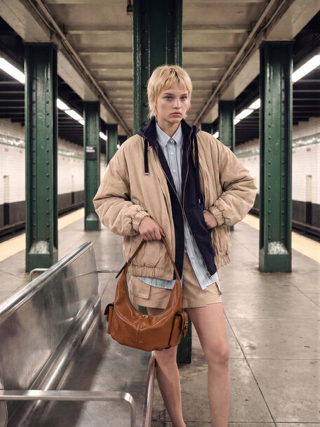 Bessie Side-Pocket Hobo Bag, Distressed Tan, hi-res