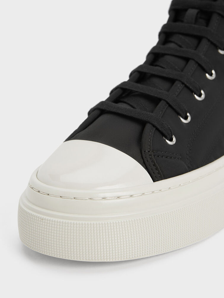 Kay Nylon Two-Tone High-Top Sneakers, Black Textured, hi-res