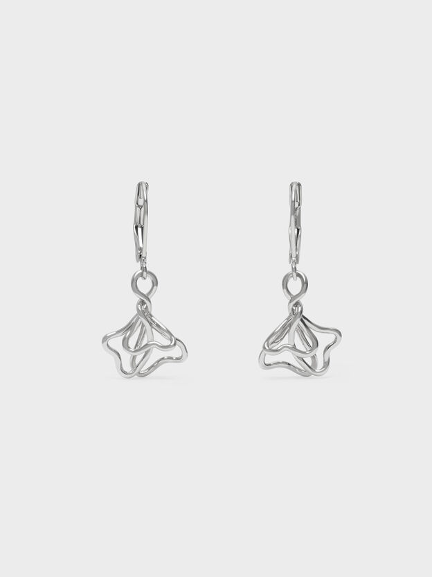 Fernley Flower Drop Earrings, Silver, hi-res