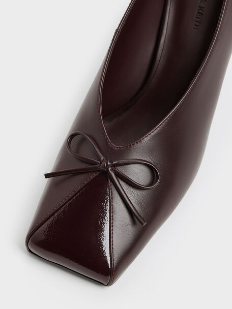Contrast-Panel Bow Pumps, Dark Brown, hi-res