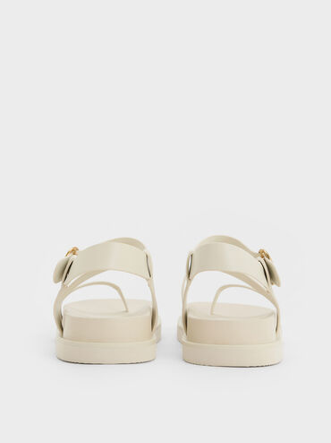 Buckled Ankle-Strap Strappy Sandals, Chalk, hi-res