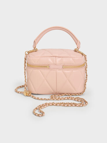 Arwen Quilted Top Handle Vanity Bag, Light Pink, hi-res