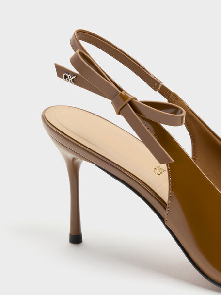 Anastasia Leather Slingback Pumps, Brown, hi-res