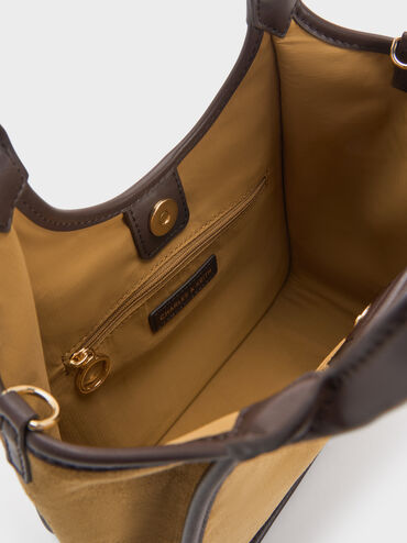 Mini Sianna Recycled Suede Contrast-Trim Tote Bag, Sahara Sand, hi-res