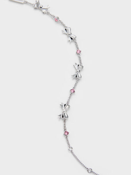 Paige Bow Crystal Bracelet, Pink, hi-res