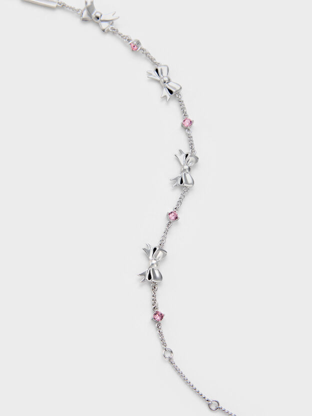 Paige Bow Crystal Bracelet, Pink, hi-res
