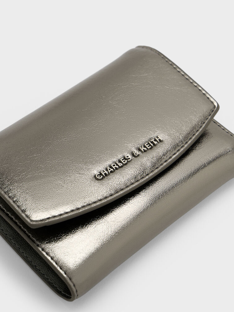 Briony Crinkle-Effect Curved Flap Wallet, Pewter, hi-res