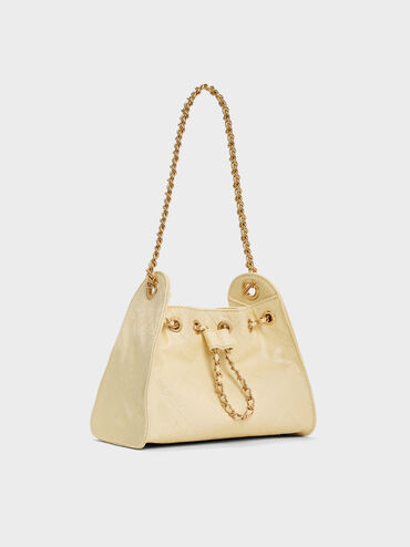 Duo Quilted Drawstring Bucket Bag, Butter Yellow, hi-res
