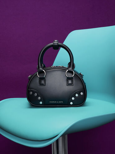 Bobbie Studded Top Handle Bag, Noir, hi-res