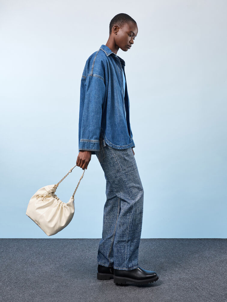 Ciara Ruched Hobo Bag, Cream, hi-res