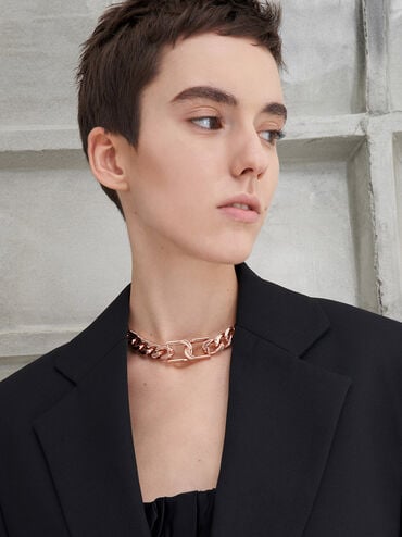 Gabine Chain-Link Choker Necklace, Rose Gold, hi-res