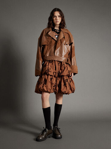 Lace-Up Chunky-Sole Derbys, Dark Brown, hi-res