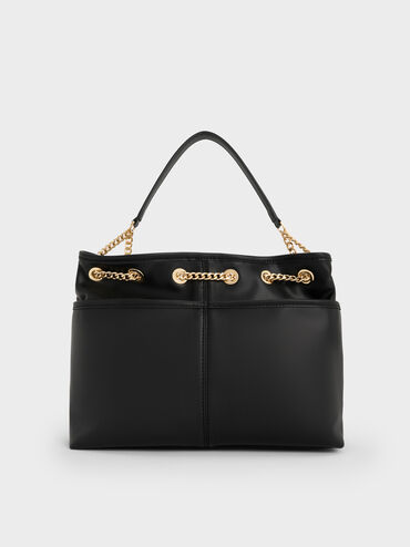 Addison Knotted-Rope Tote Bag, Black, hi-res