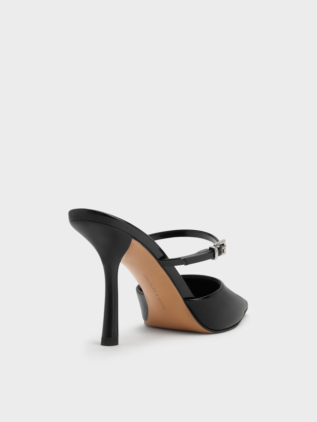 Tapered Square-Toe Heeled Mules, Black Box, hi-res