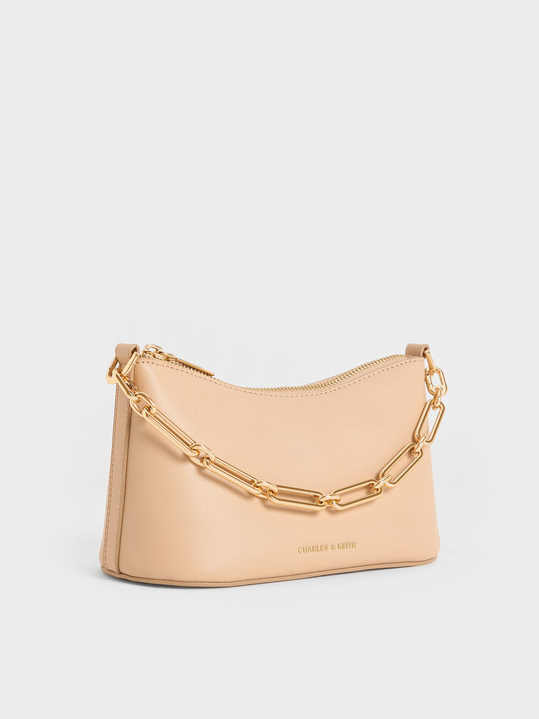 Robyn Elongated Chain-Handle Bag, Beige, hi-res