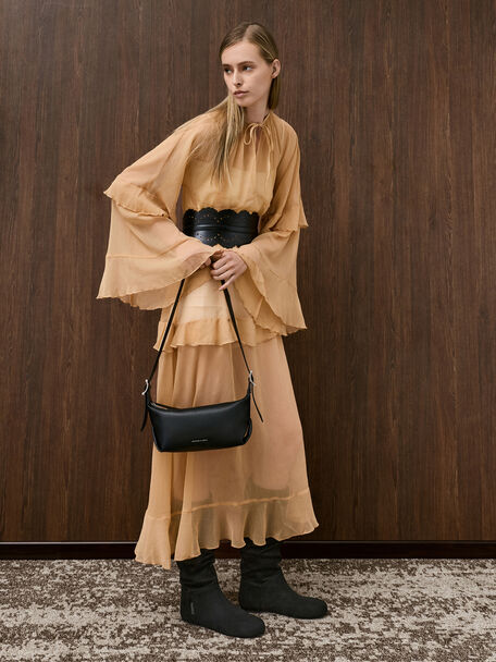 Larsen Buckle-Strap Shoulder Bag, Noir, hi-res