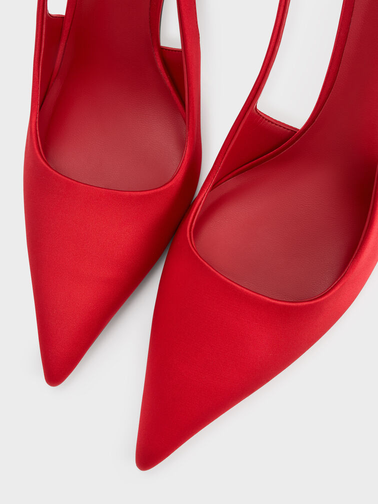 Brantley Bow Slingback Pumps, Red, hi-res