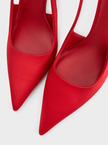 Brantley Bow Slingback Pumps, Red, hi-res