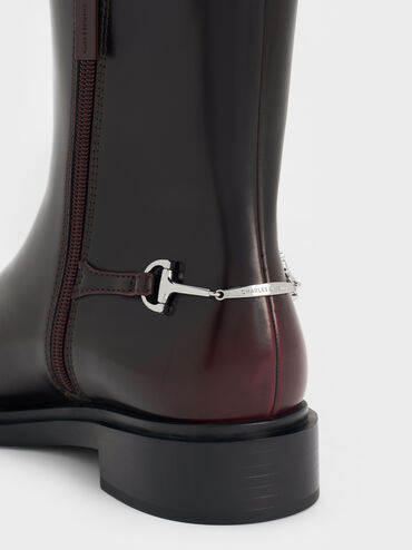 Erinna Metallic-Accent Side-Zip Ankle Boots, Burgundy, hi-res