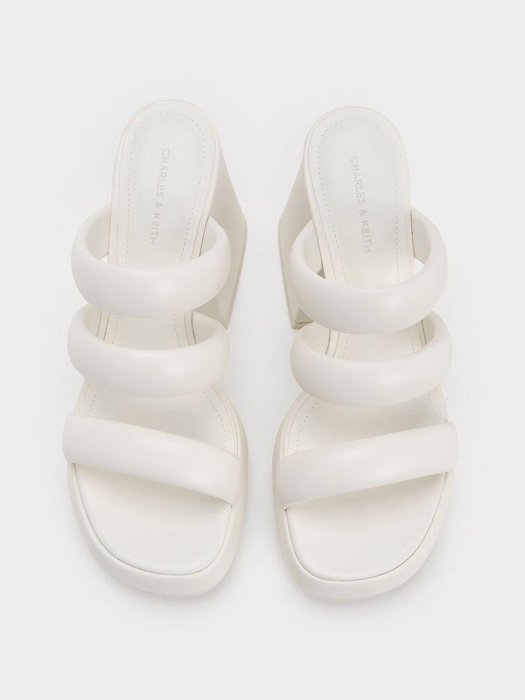 Tattie Puffy-Strap Platform Mules, White, hi-res