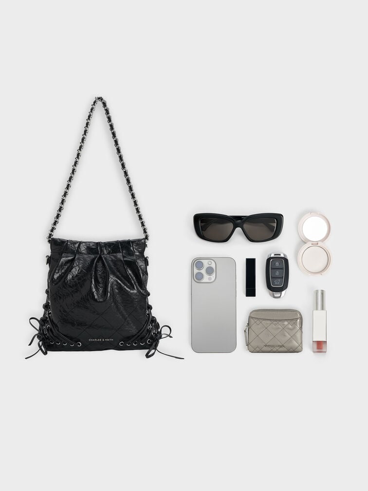 Duo Grommet Chain-Handle Two-Way Backpack, Noir, hi-res