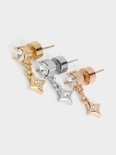 Everest Crystal Star Drop Earrings, Rose Gold, hi-res