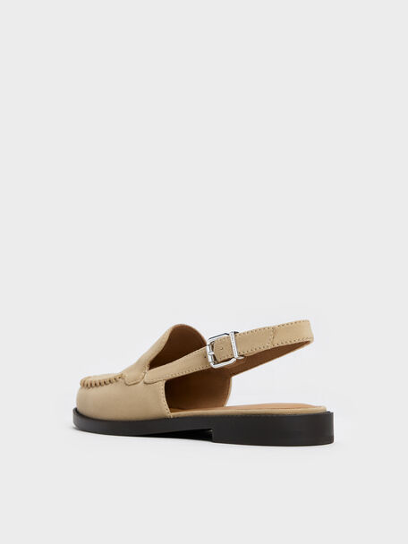 Gale Faux Suede Slingback Loafers, Beige, hi-res
