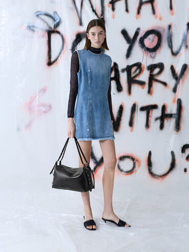 Rey Slouchy Shoulder Bag, Black, hi-res