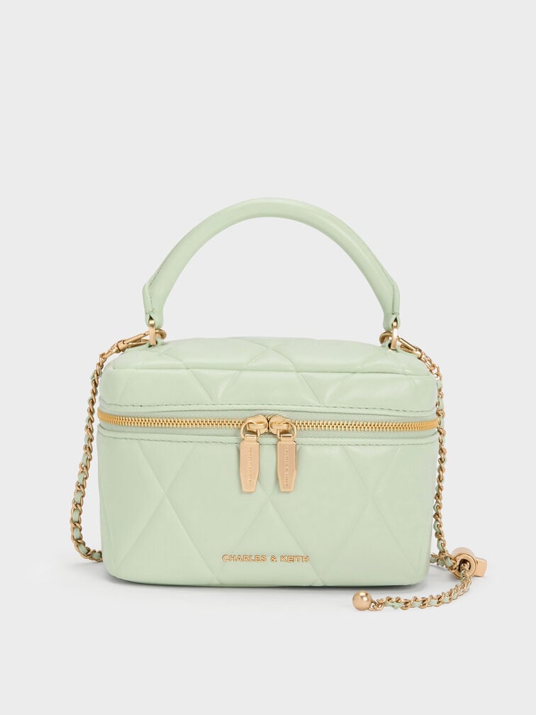 Arwen Quilted Top Handle Vanity Bag, Mint Green, hi-res