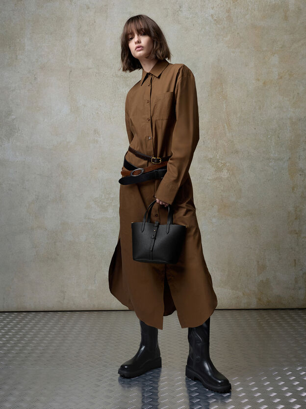 Beryl Belted Bucket Bag, Black, hi-res