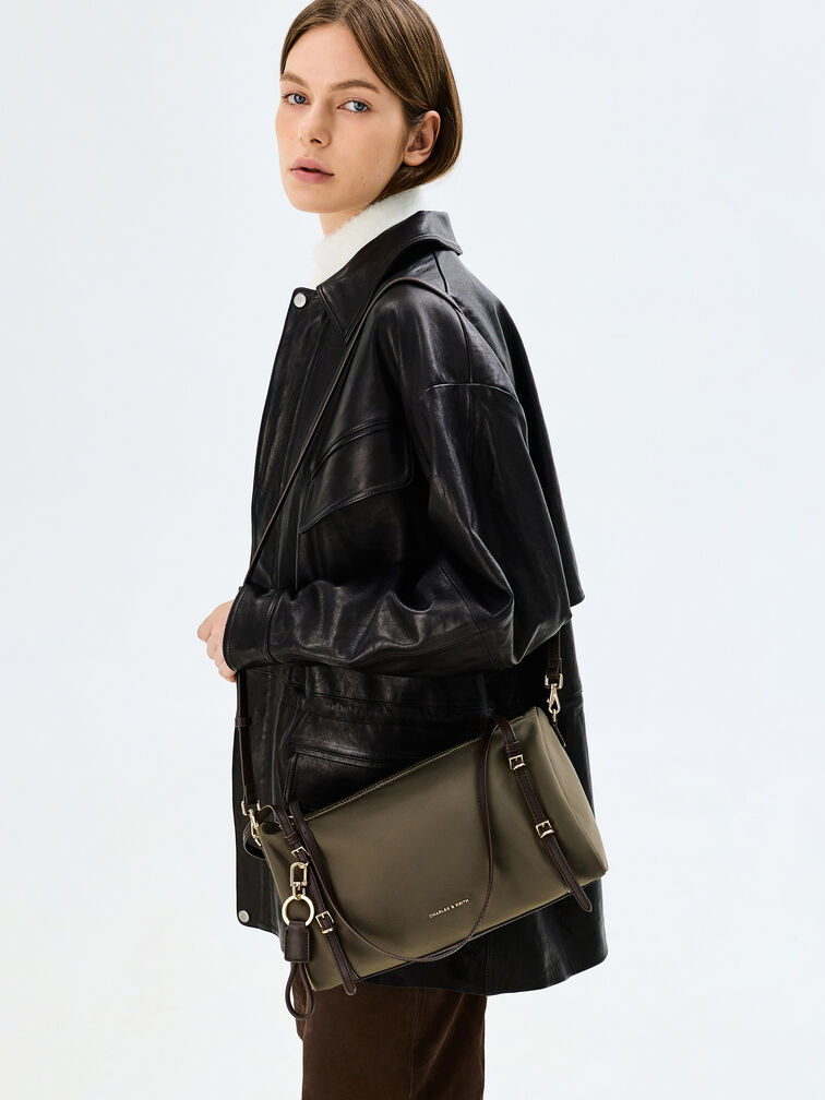 Levy Nylon Shoulder Bag, Deep Olive, hi-res