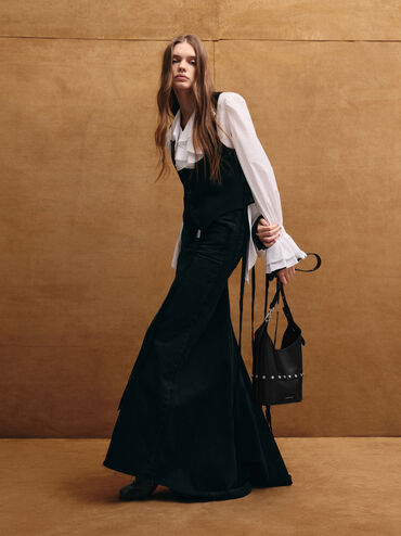 Bobbie Studded Convertible Two-Way Bucket Bag, Noir, hi-res