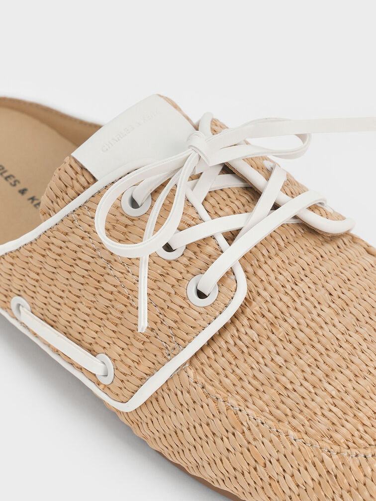 Jude Raffia Slip-On Boat Shoes, Sand, hi-res