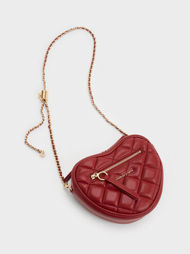 Paffuto Quilted Heart Crossbody Bag, Tomato Red, hi-res