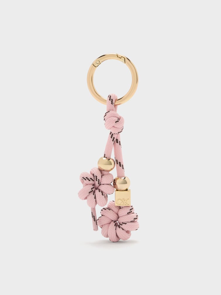 Knotted-Flower Charm, Pink, hi-res