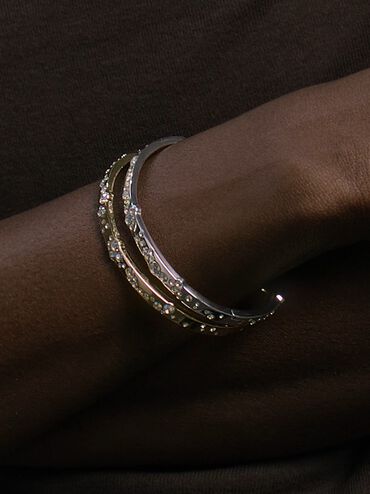 Reverie Crystal Bangle, Silver, hi-res