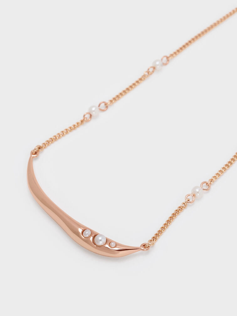 Corrine Pearl Sculptural Necklace, Rose Gold, hi-res