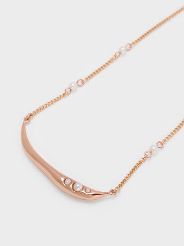Corrine Pearl Sculptural Necklace, Rose Gold, hi-res