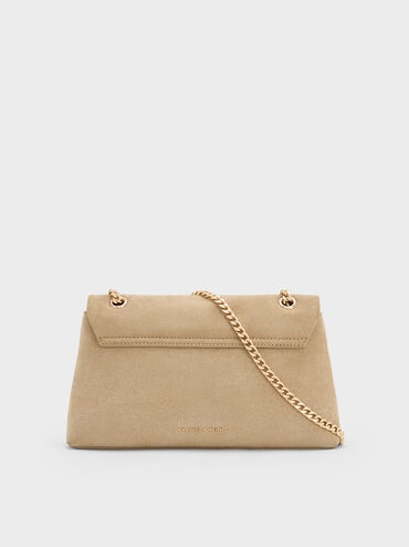 Lilibet Recycled Suede Chain-Strap Bag, Nutmeg Beige, hi-res