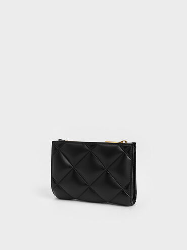 Gemma Quilted Cardholder, Black, hi-res