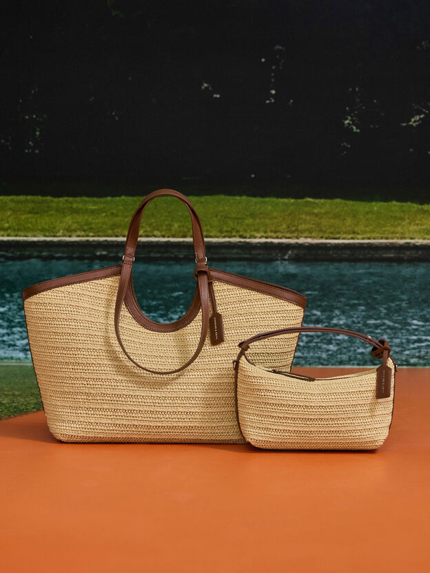 Ivette Raffia Woven Shoulder Bag, Multi, hi-res